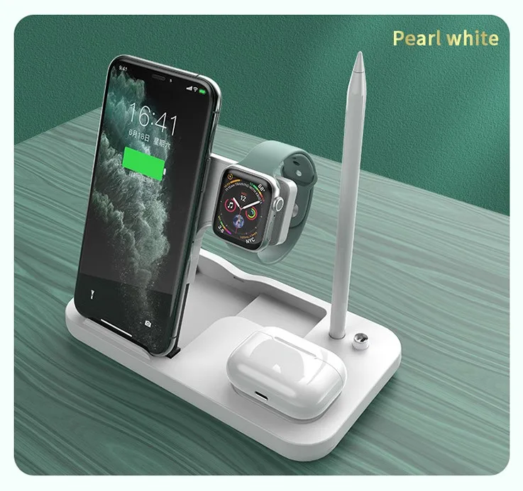 4 в 1 Складная Беспроводная подставка для быстрой зарядки телефона iPhone Apple Pen/Watch