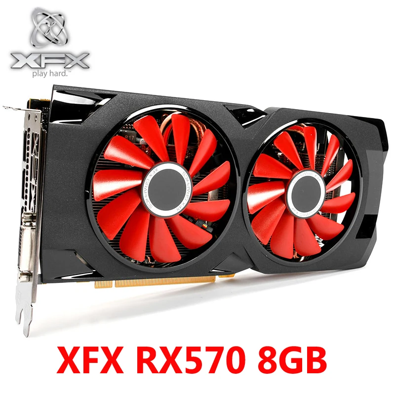 Оригинальные графические карты XFX RX 570 8 Гб 500 бит GDDR5 для AMD RX 570 RX570 8 Гб видеокарты серии VGA RX570 HDMI DVI б/у