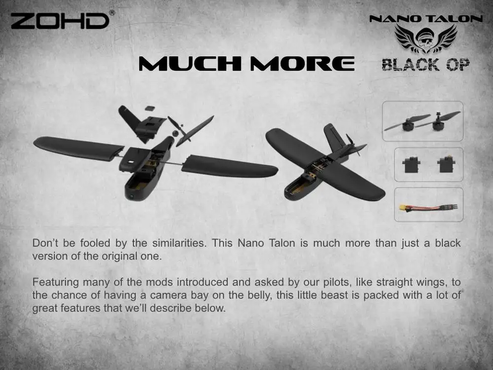 ZOHD Talon черный/белый OP 860 мм размах крыльев AIO V-Tail EPP FPV крыло RC самолет PNP w/FPV готов Ограниченная серия гироскоп