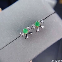 kjjeaxcmy fine jewelry 925 silver natural emerald new girl luxury earrings hot selling ear stud support test chinese style