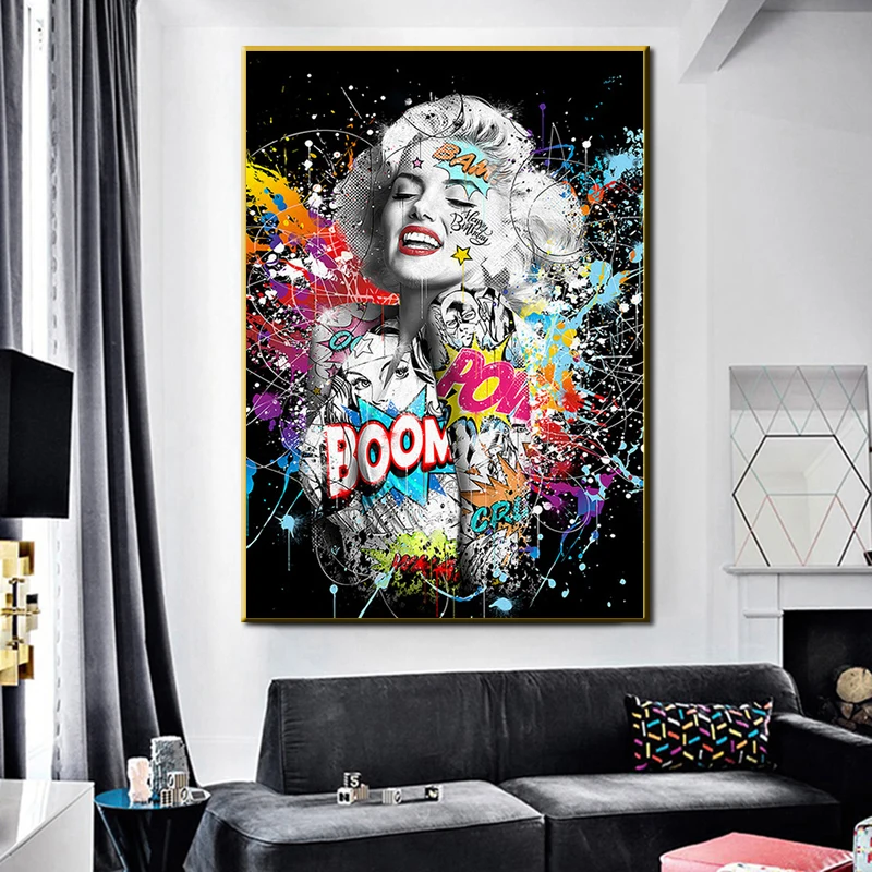 

Graffiti Art Sexy Beautiful Woman Art Prints Pop Art Poster Sexy Portrait Canvas Painting Wall Picture Street Art for Home Decor