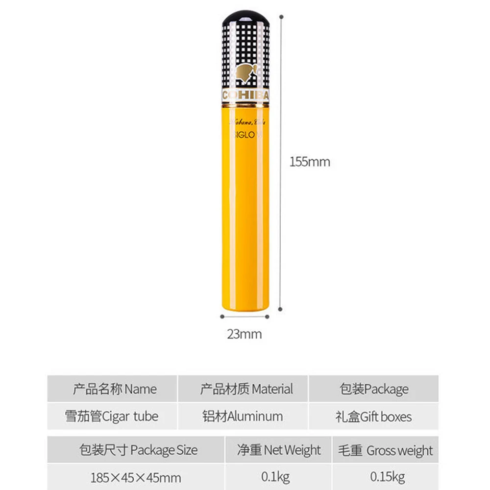 Алюминиевая трубка для сигары одной портативный дорожный хьюмидор Карманный