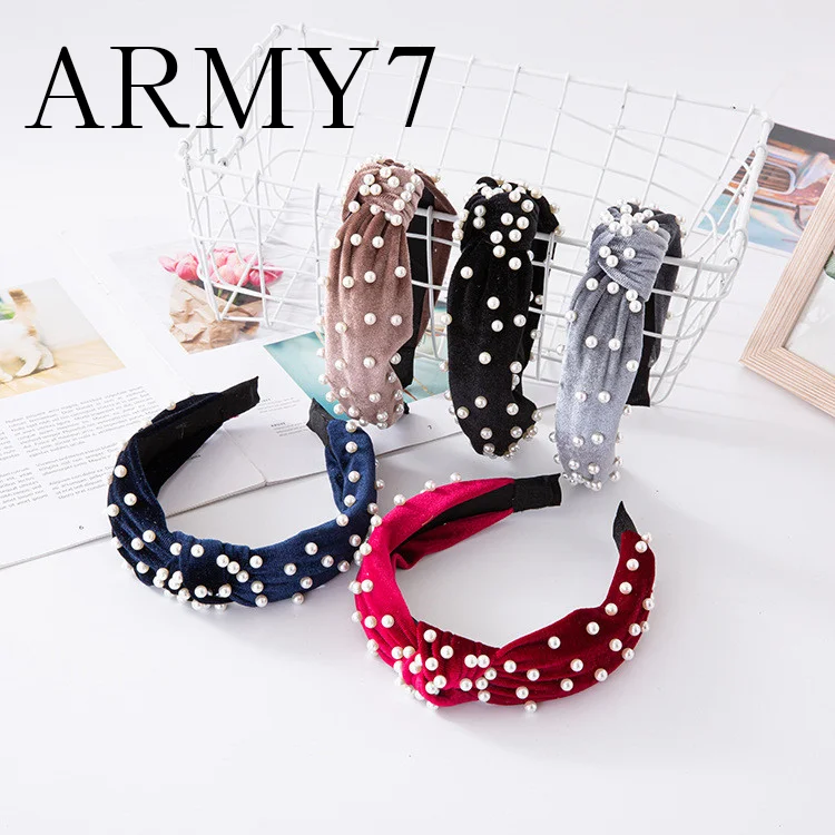 Бархатная повязка для волос с бантиком и жемчугом головной убор милых девушек