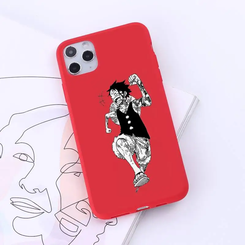 

Japan Anime One Piece Phone Case Red Candy Color for iPhone 6 7 8 11 12 s mini pro X XS XR MAX Plus