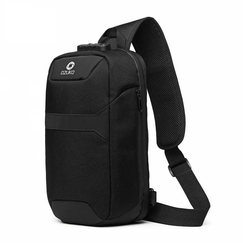 

OZUKO Men Crossbody Bags Anti-theft Male Waterproof USB Charging Chest Pack Short Trip Messenger Sling Bag Shoulder Chest Bag