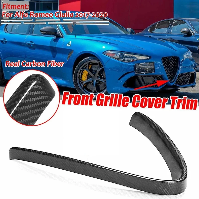 

NEW-V Style Real Carbon Fiber Car Front Lower Bumper Grille Grill Frame Cover Decoration for Alfa Romeo Giulia 2017-2020