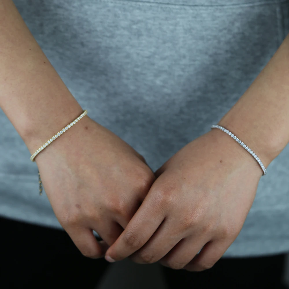 

New Designs 2mm Cubic Zirconia CZ Crystal Adjustable 925 sterling silver Tennis Bracelets for Women Wedding Trend Jewelry bulk