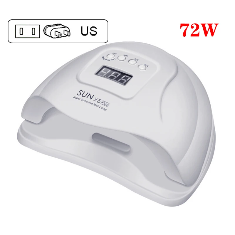 white US Plug 72 Вт SUN X5 Plus УФ светодиодный светильник для ногтей сушилка с ЖК-дисплеем 36 светодиодный светильник для ногтей для отверждения гель-лака автоматический датчик маникюра - Цвет: white US Plug