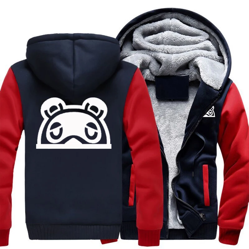

US Size 2020 New Men's Thicken Hoodie Game Animal Crossing Tom Nook Zipper Jacket Sweatshirts Coat Casual Warm Hooded
