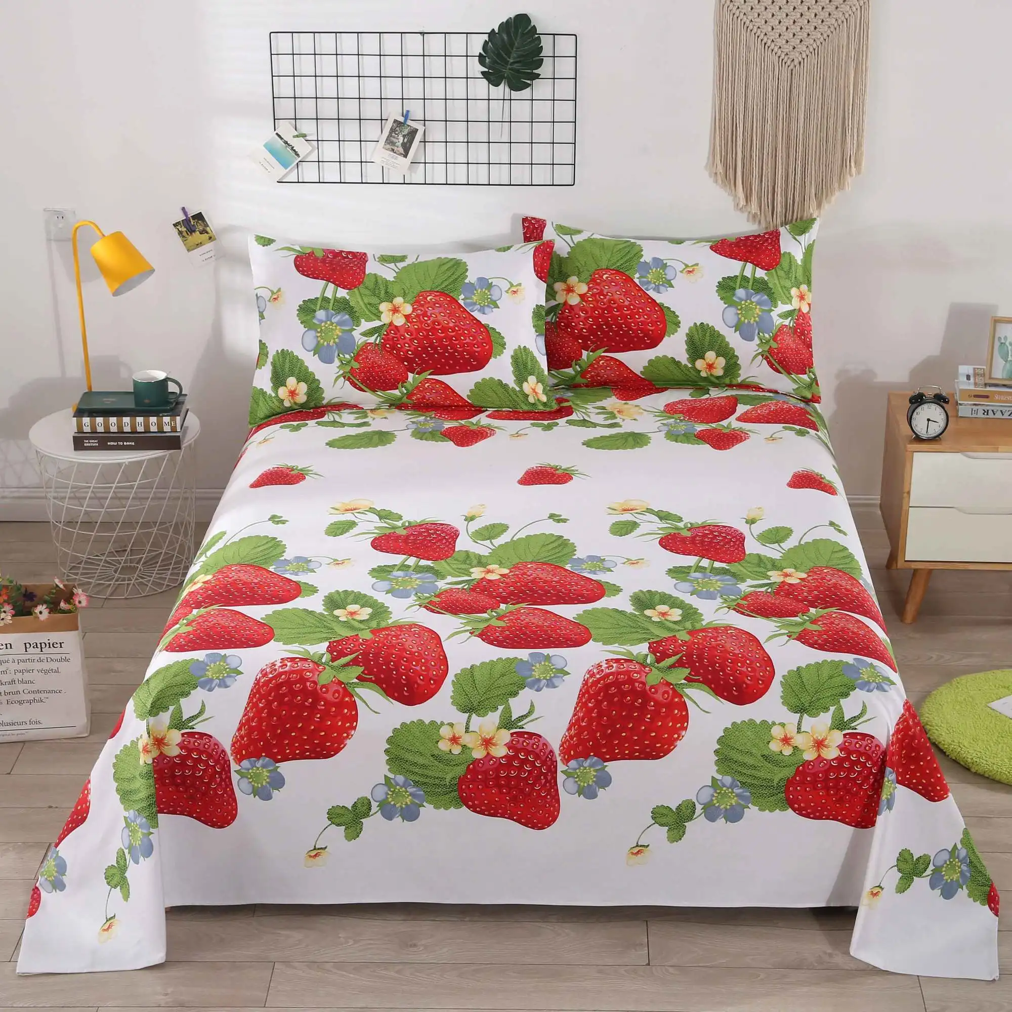 

(Bed sheet + pillowcase) 3-piece set of pure cotton old coarse cloth sheet non-slip double thick bed 3-piece set