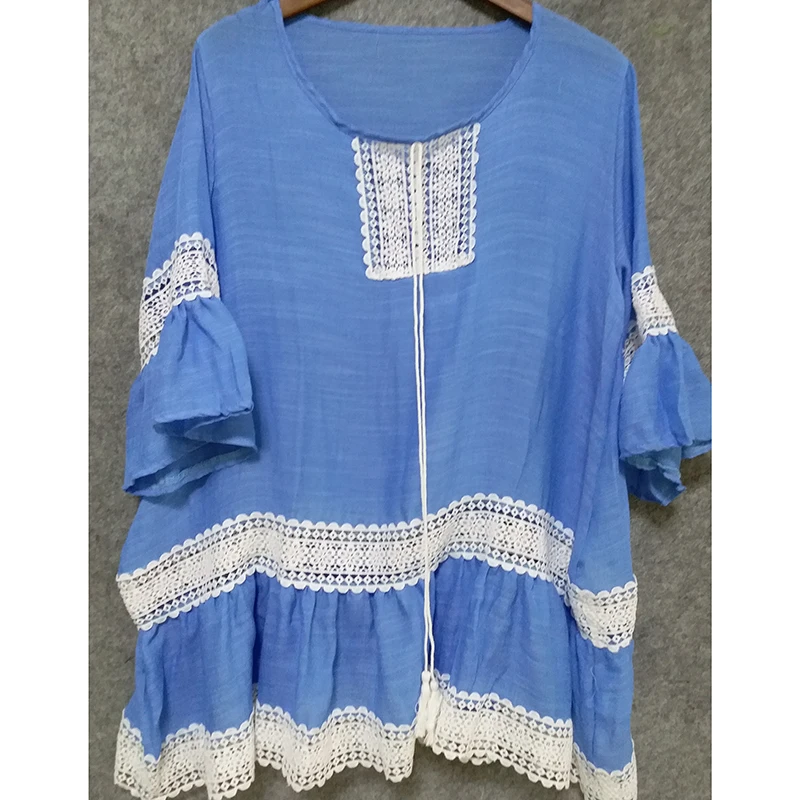 Новое Белое повседневное пляжное платье кружевное лоскутное мини с расклешенным