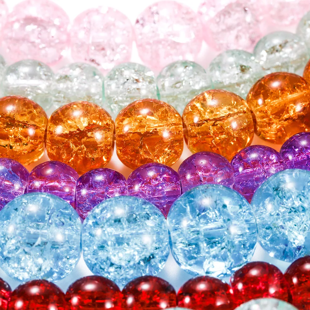 Multicolor Cracked Quartz Natural Stone Round Beads For Jewerly Making Crystal Ball for Diy Bracelet Necklace 8m-12m | Украшения и
