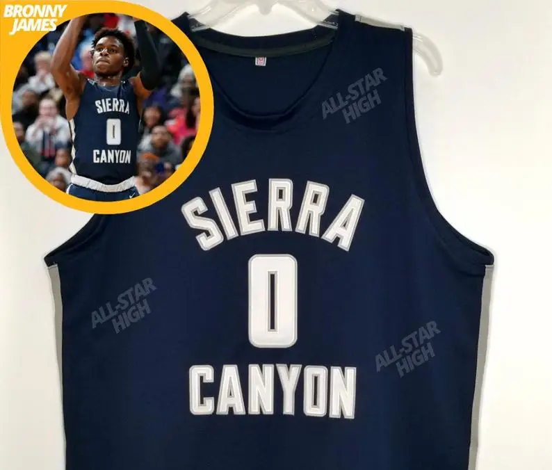 

#0 Bronny James High School Basketball Jersey Sierra Canyon Mens Embroidery Stitches Top Quality Custom Any Number Name