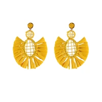 wholesale 5 pair lot handmade raffia drop earrings bead hoop dangle earring for women boho hippie jewelry