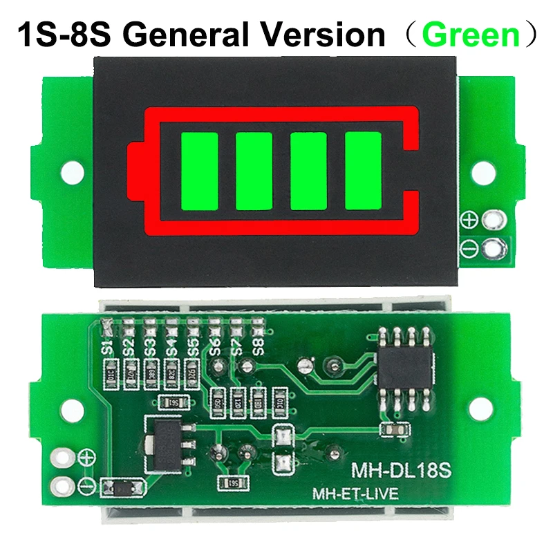 1S-8S 3.7V Lithium Battery Capacity Indicator Module Electric Vehicle Battery Power Tester Li-ion 1-8S Low Voltage Buzzer Alarm