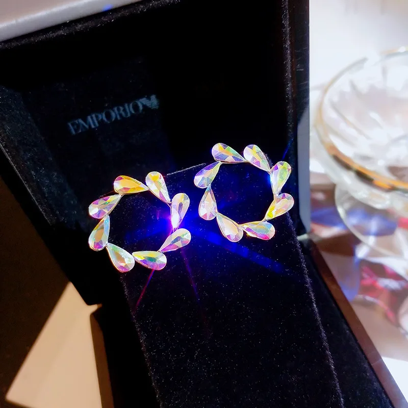 

2021 New Design Ins Hot Sale 14K Real Gold Colorful Waterdrop S Needle Simple Style Stud Earrings for Women