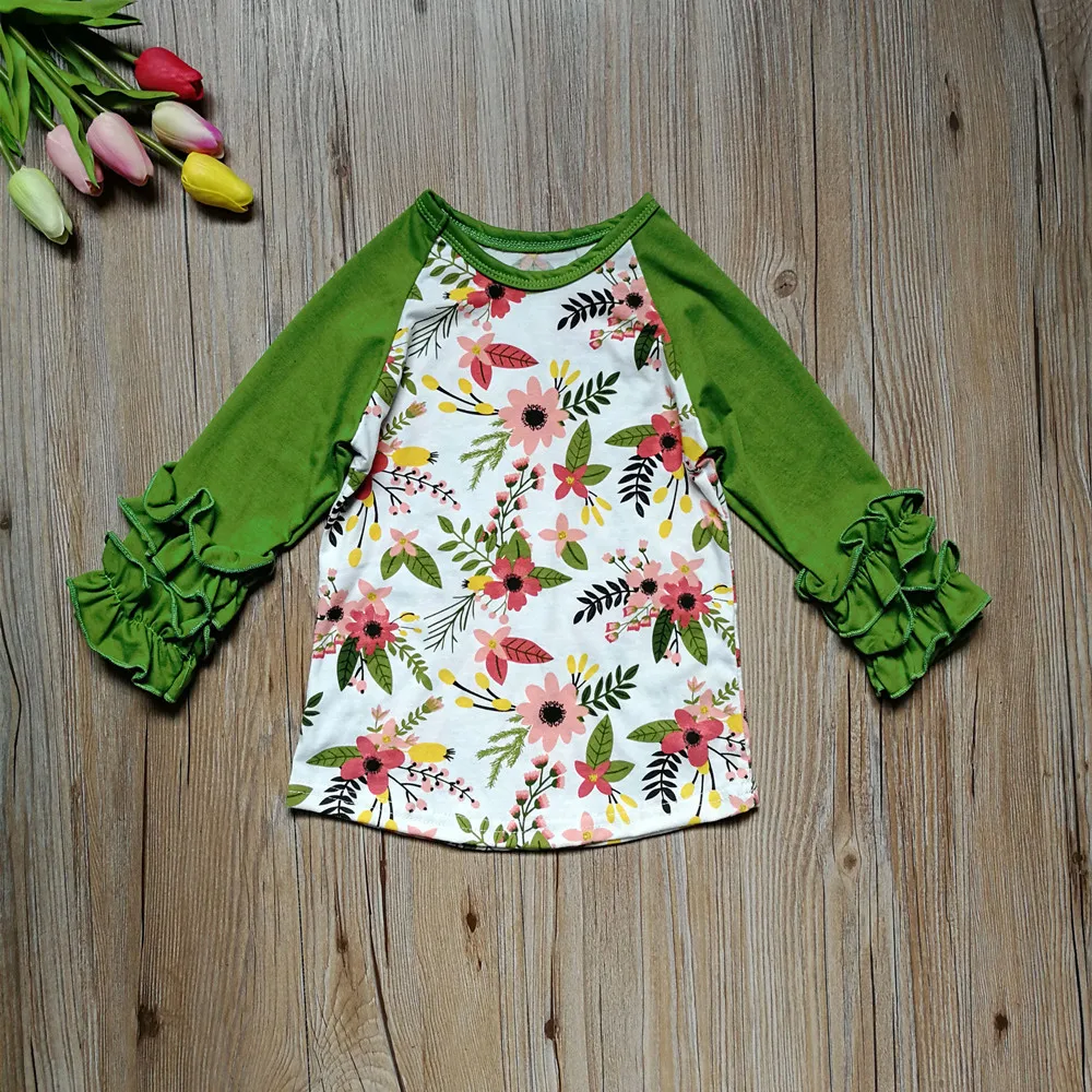 Новое поступление зеленые рубашки реглан для маленьких девочек эксклюзивная