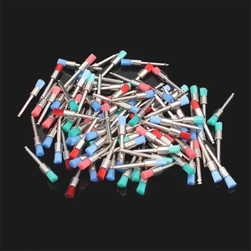 100 шт. разноцветные нейлоновые плоские зубные щётки для полировки зубов | Красота