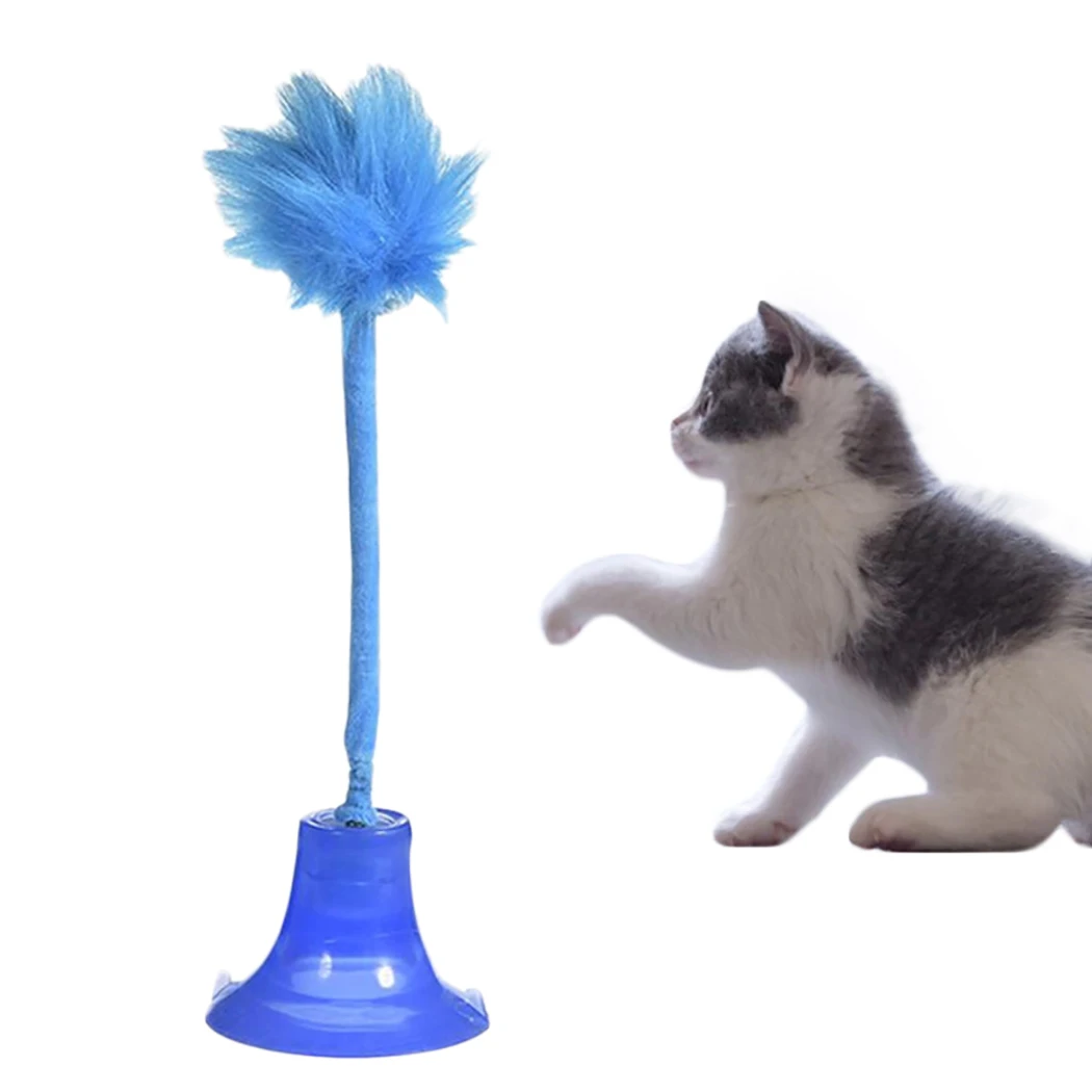 

Cat Teaser Toy Creative Suction Cup Pom Pom Bell Pet Teaser Toy Kitten Interactive Stick Funny Cat Playing Toys Pet Supplies