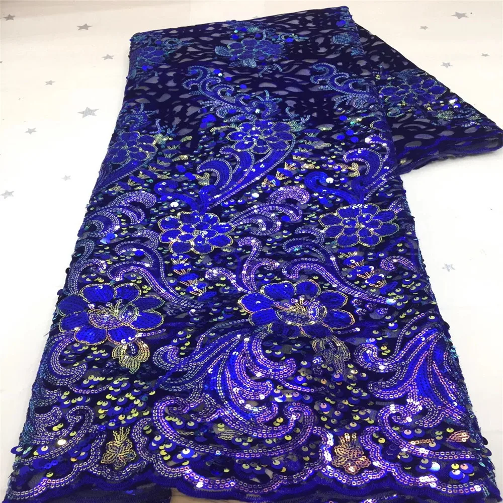 

Soso New African Lace Fabric with Sequins Embroidery Velvet Lace Fabric for Wedding Party Nigerian Sequence Lace Fabric