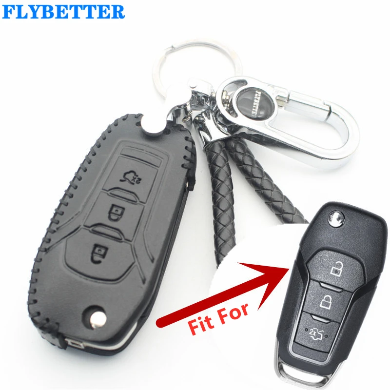 Флип чехол FLYBETTER из натуральной кожи с 3 кнопками для Ford Fusion/Fiesta/Escort/Mondeo/Everest