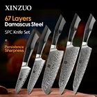 XINZUO 5 шт. набор кухонных ножей 67 слоев Дамасская сталь Santoku Кливер ножи шеф-повара с ручкой G10 профессиональные инструменты шеф-повара