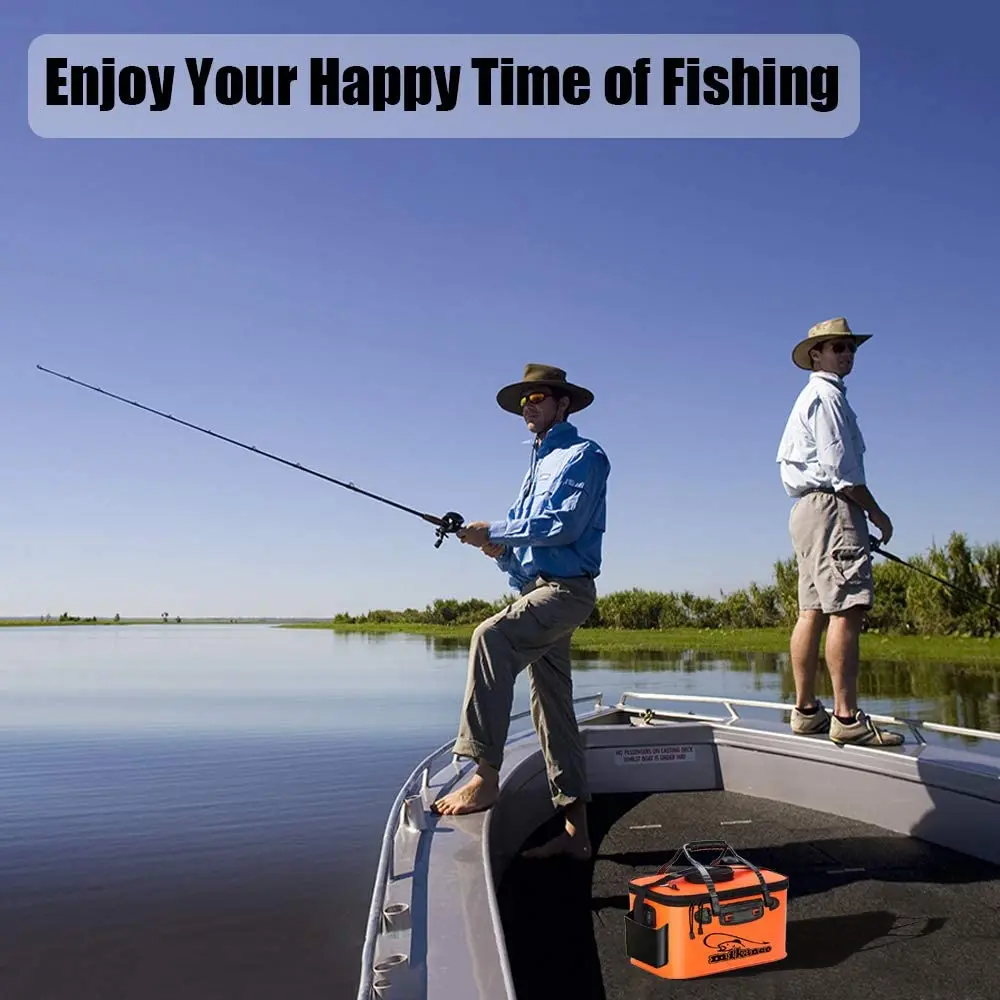 

Fishing Bucket, Foldable Fish Bucket, Live Fish Container Multi-Functional Fish Live Lures Bucket Outdoor EVA Fishing Bag