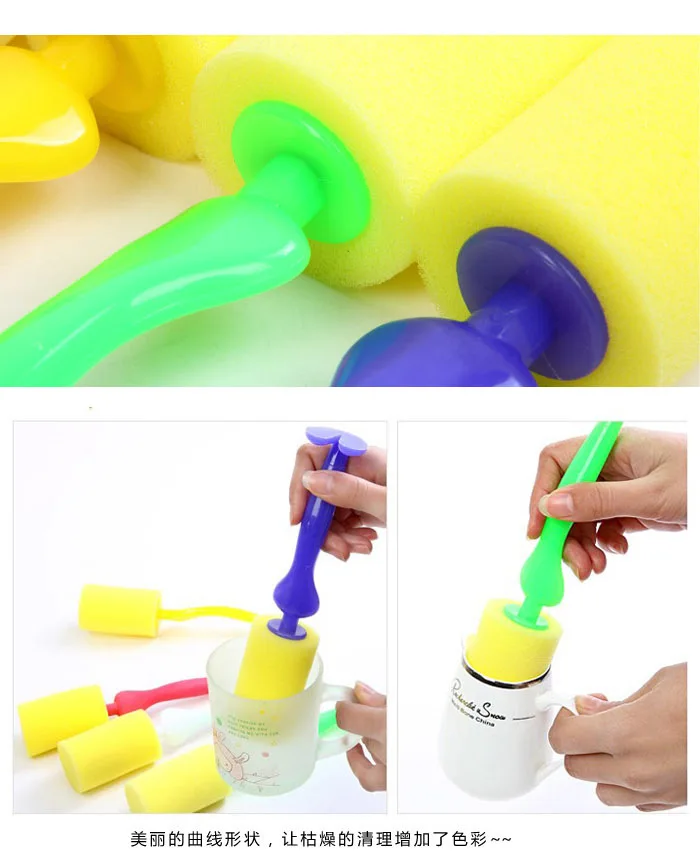 

1PC Cleaning Tools kitchen tool brush for bottles Long Handle glasses cleaner Mug Cup glass dust Brush with Soft Sponge