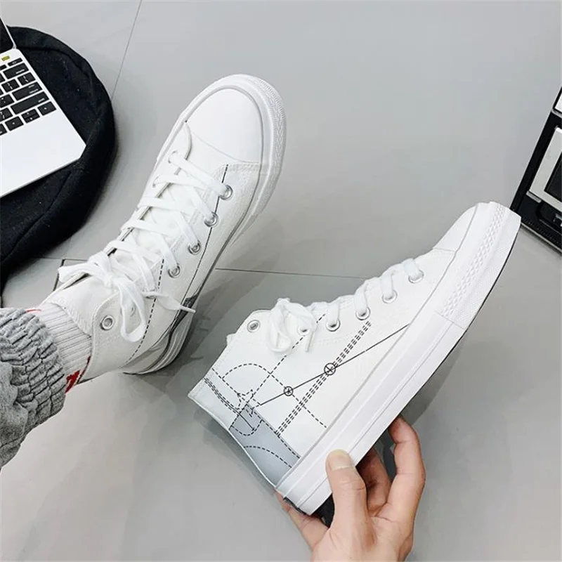 

2021 summer new high-top canvas tide shoes Korean men's shoes versatile casual sports shoes breathable cloth shoes