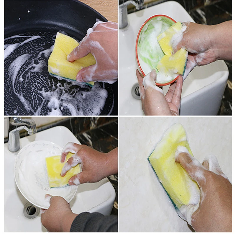 

10/20pcs Dishwashing Sponge Kitchen Nano Emery Magic Clean Rub Pot Rust Focal Stains Sponge Removing Kit Cleaning Brush Sponges