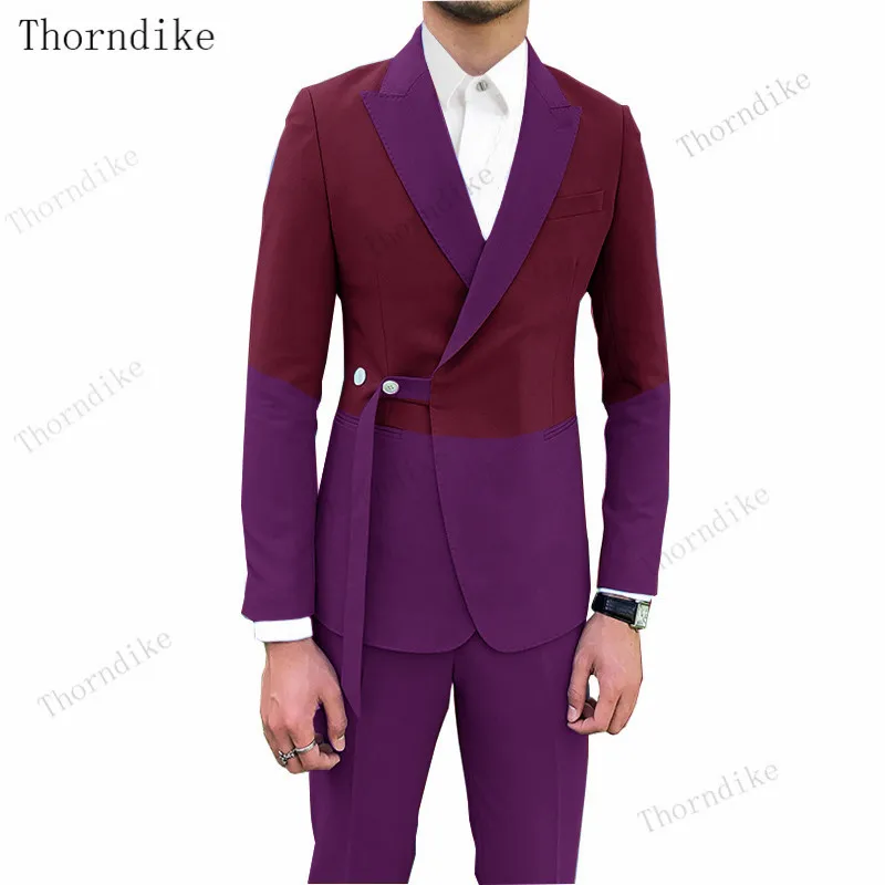 Новинка! Мужской облегающий смокинг Thorndike красного фиолетового синего цветов