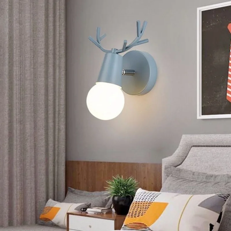 

Nordic Macaron wall lamp creative personality antler light simple living room bedroom restaurant decoration YHJ122005