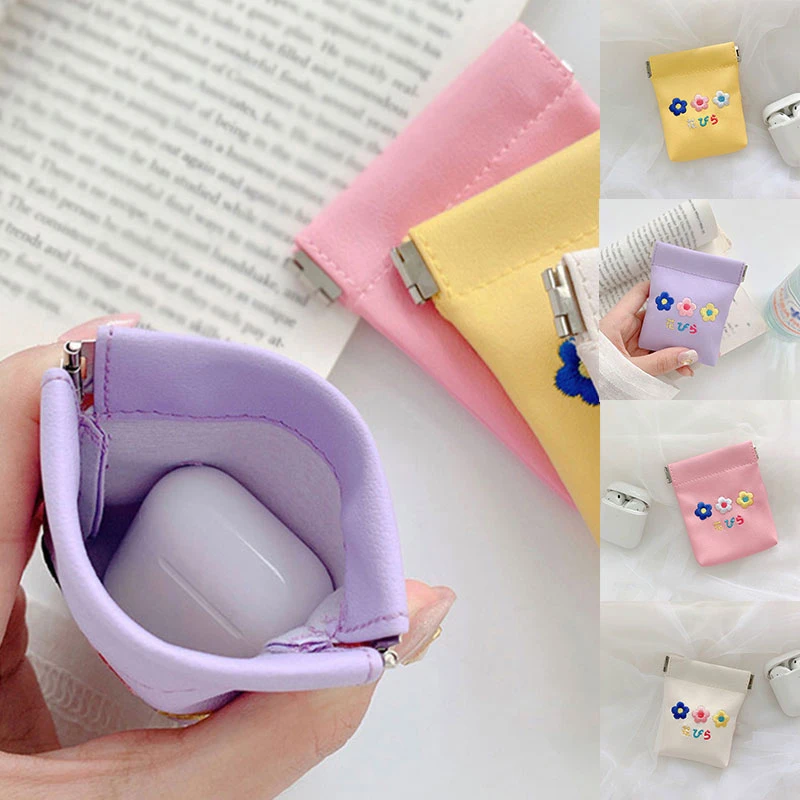 

Earphone Pocket Soft PU Girl Gift Candy Color Coin Purse Key Case Headphone Bag