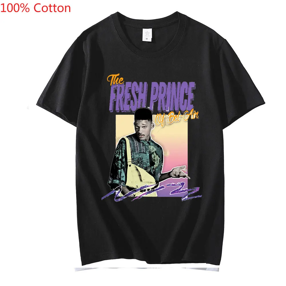 

Vintage The Fresh Prince of Bel Air T Shirt Men Short Sleeved 90s Aesthetic Will Smith T-shirt Comedy TV Tee Top Cotton Tshirt