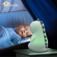 colorful dinosaur rgb led night light children kid cartoon toys lamp silicone usb rechargeable for baby new year christmas gift