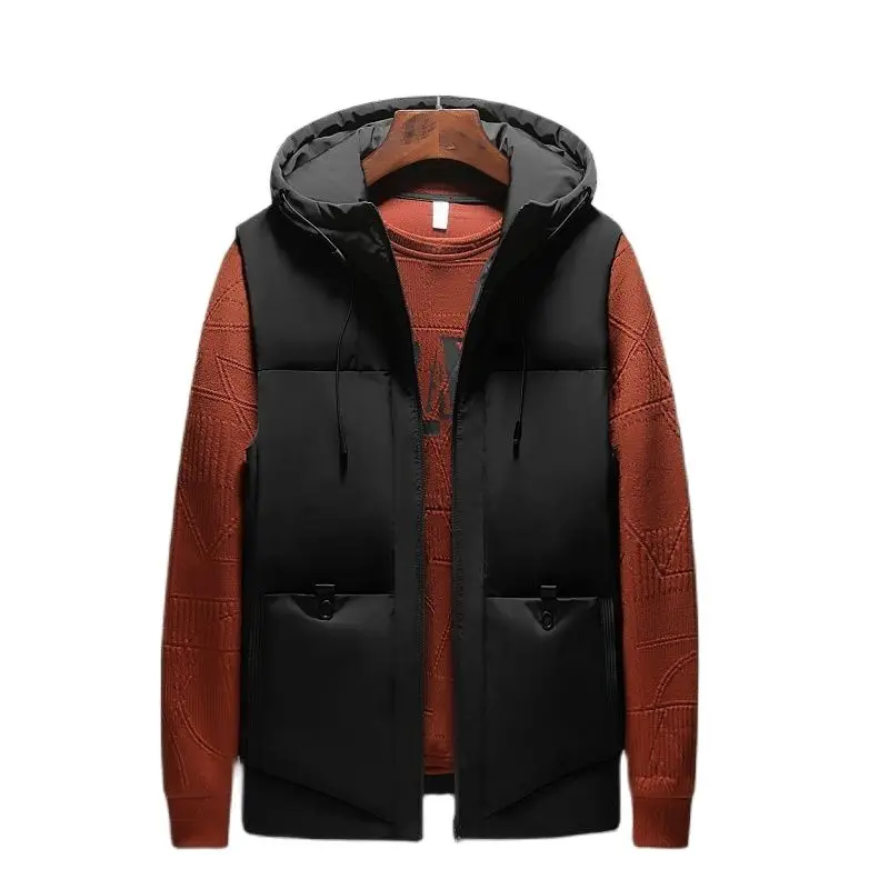 

Men's Sleeveless Jacket,Men's New Winter Sleeveless Jacket Casual Hooded Vest + Zipper Door Pocket Decorated With Three Colors7X
