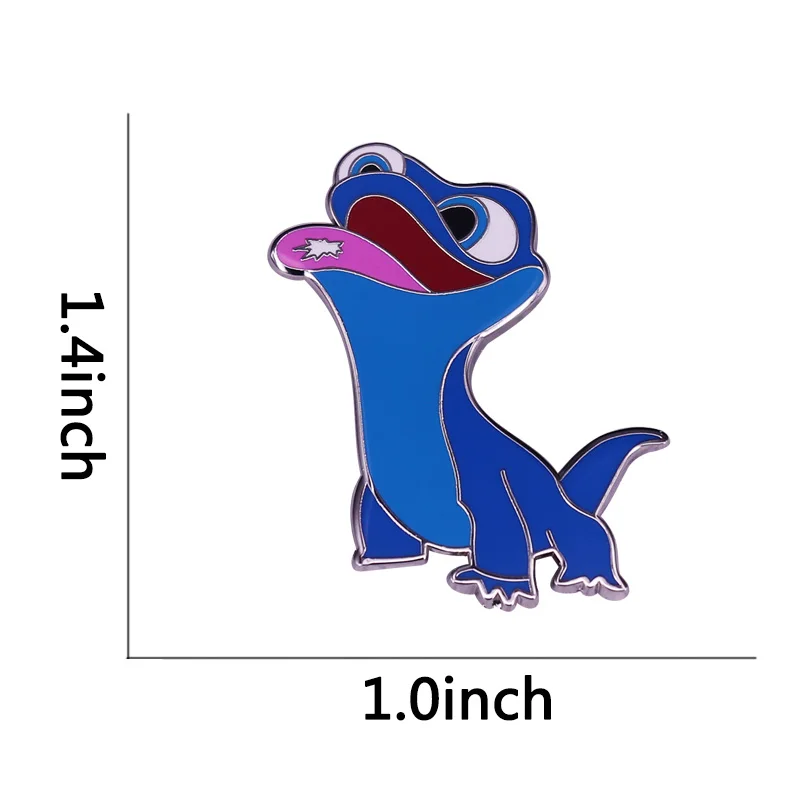 A cute lil' fire salamander brooch Bruni with a snowflake on his tongue from Elsa's snow powers! | Brooches