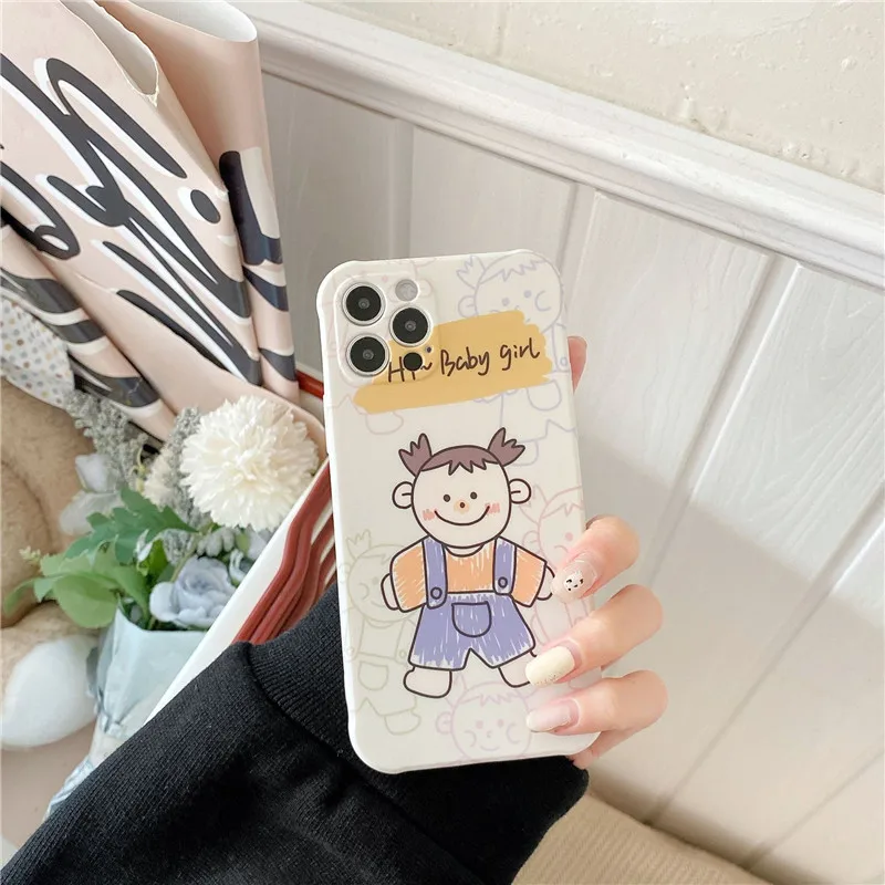 

Cartoon Baby Girl Silicone Soft Phone Case For iPhone 7 8 Plus 2020 SE X XR XS Max 11 11Pro Max 12 12Pro Max Pro Mini Case Bag