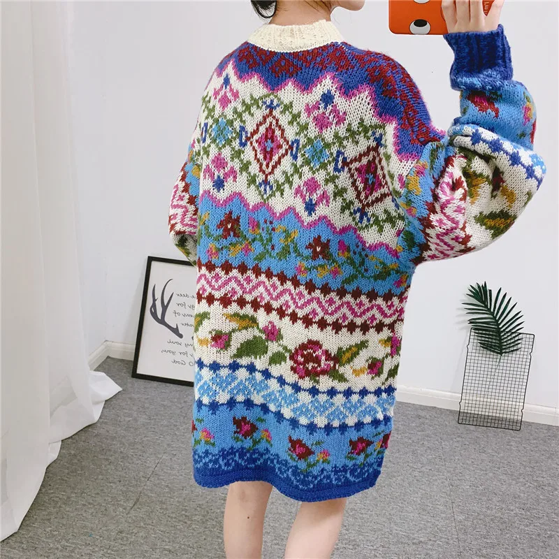 Женский свитер большого размера Осень-зима 2019 толстый Свободный Длинный с