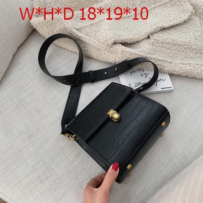 Black D Модные женские дизайнерские сумки с крокодиловыми цепочками, высококачественные женские Сумки из искусственной кожи, женские сумки через плечо из кожи аллигатора - Цвет: Black D