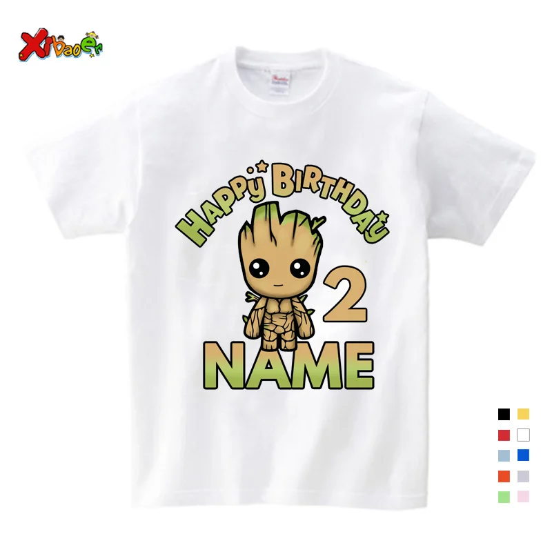 

customised t shirt for birthday 5 7 9Years Girls T-Shirt Boys Short Sleeve Tee Kids Cartoon Printing Clothes Birthday Party Wear