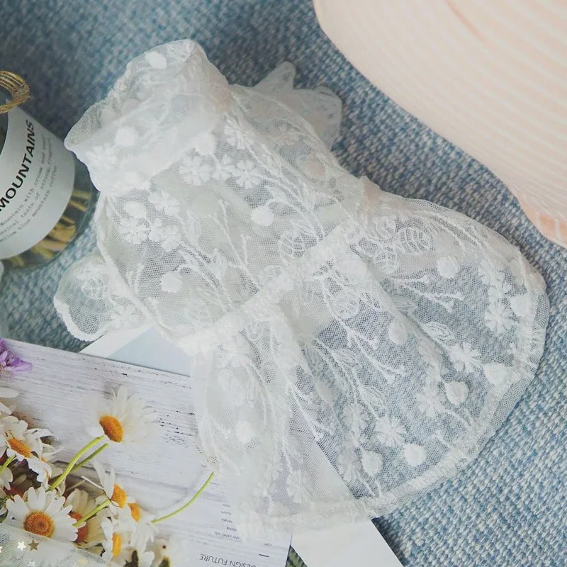 Одежда для собак кружевное платье домашних животных Летняя шелковая юбка щенков