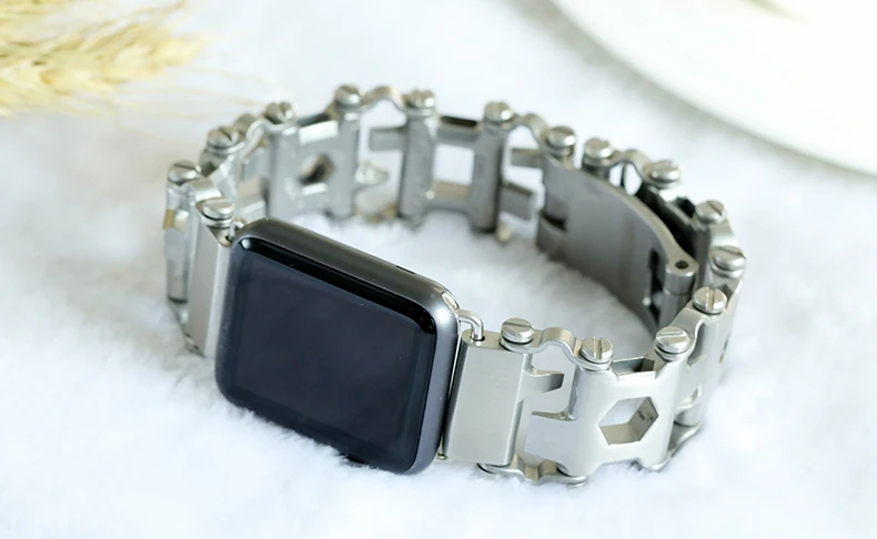 Тяжелый ремешок для часов Apple Watch Series 5 4 3 2 1, ремешок на запястье, металлическая Механическая цепь, многофункциональная отвертка, браслет для часов