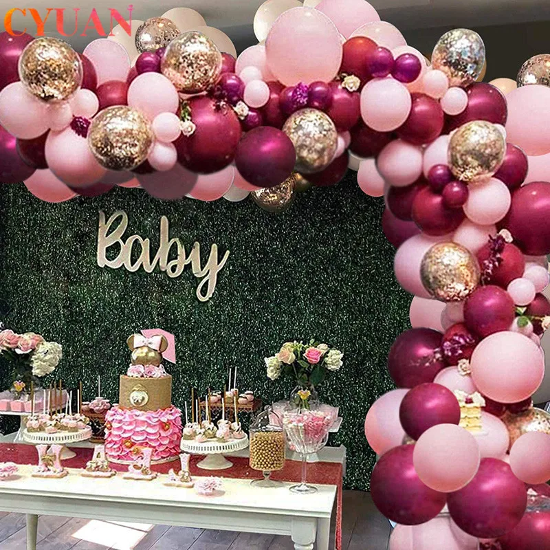 

118 шт., ярко-розовые фотообои с конфетти-шариками