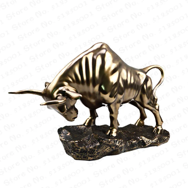 

2020 Creativity Golden Wall Street Bull OX Figurine Sculpture Charging Stock Market Bull Statue Home Office Decoration Gift