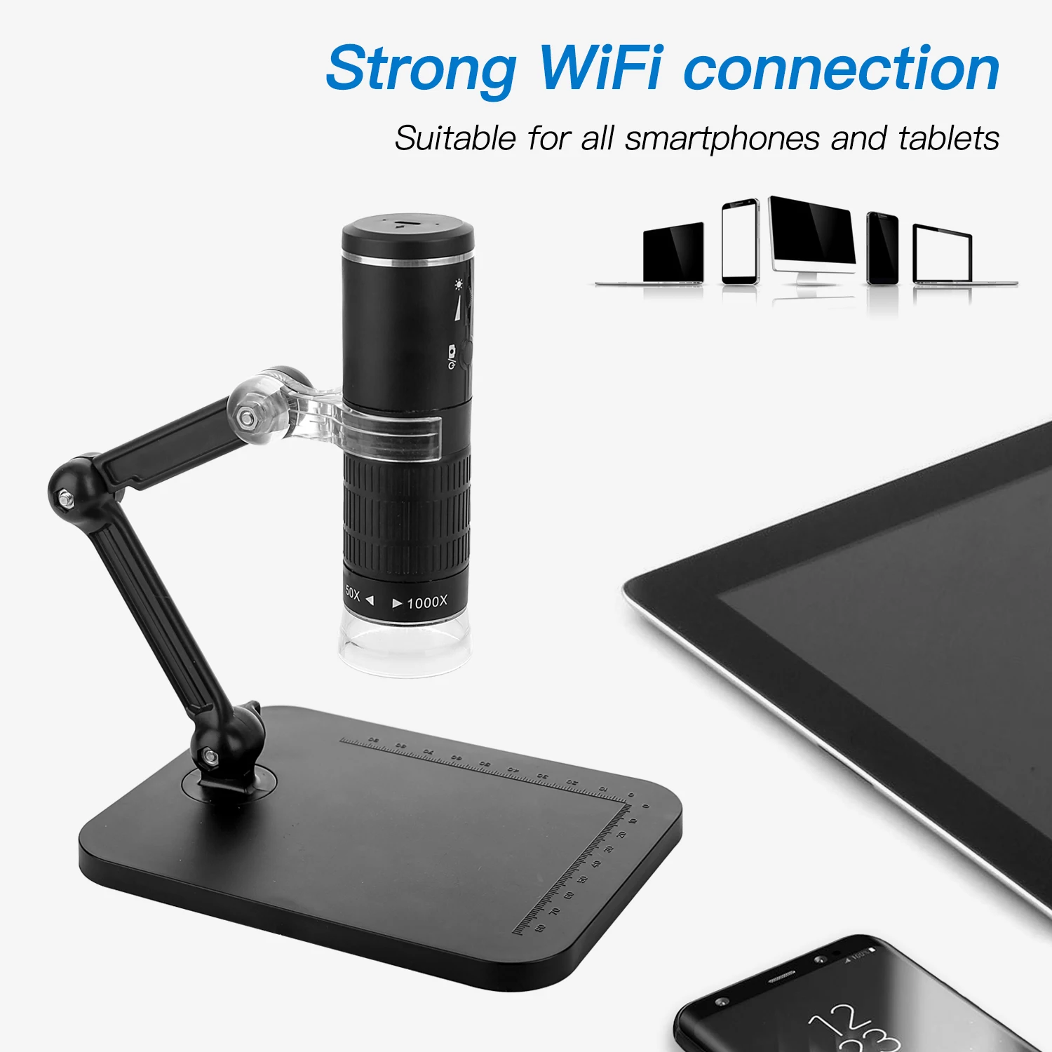 Промышленный электронный микроскоп F210 Wi-Fi 2-миллионное HD-увеличение в 50-1000 раз с 8