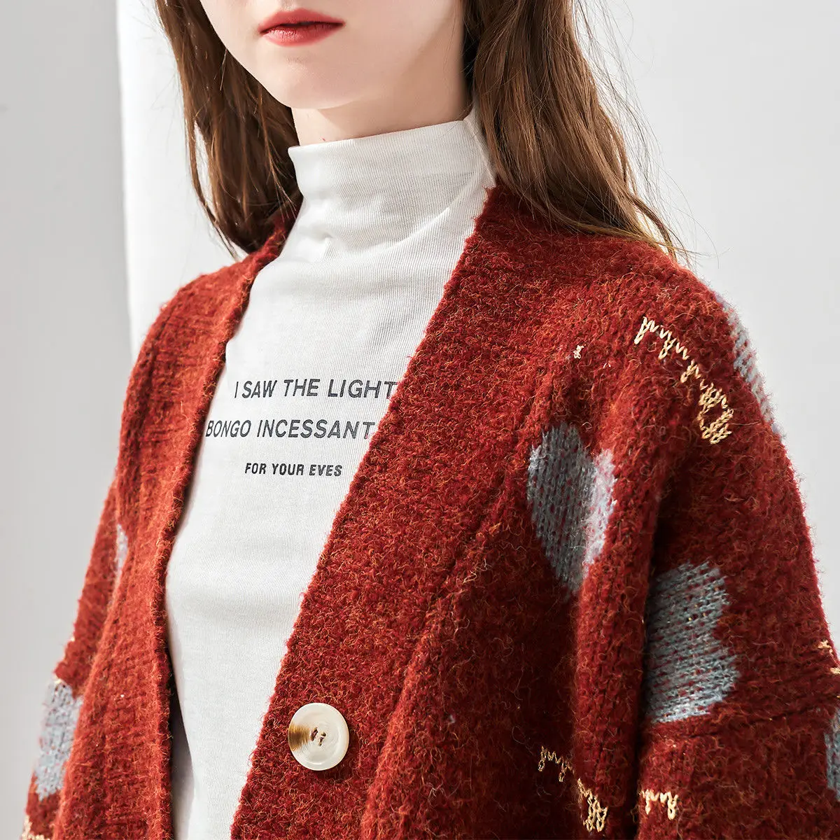 

Knitted Cardigan Sweater Jacket Women's fashion in autumn and winter lazy loose long sleeve top 2020 versatile new style