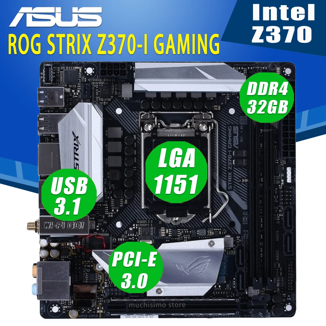 Bestellen LGA 1151 Asus ROG STRIX Z370-I GAMING Motherboard DDR4 32GB M.2 PCI-E 3,0 Desktop Intel Z370 Placa-Mãe 1151 Overlocking Mini-ITX