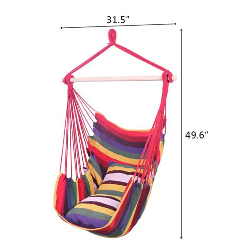 

Hammock Camping Hanging Rope Hammock Chair Swing Garden Hanging Hammock Hanging Swing Chair for Indoor Child Adult With Pillow