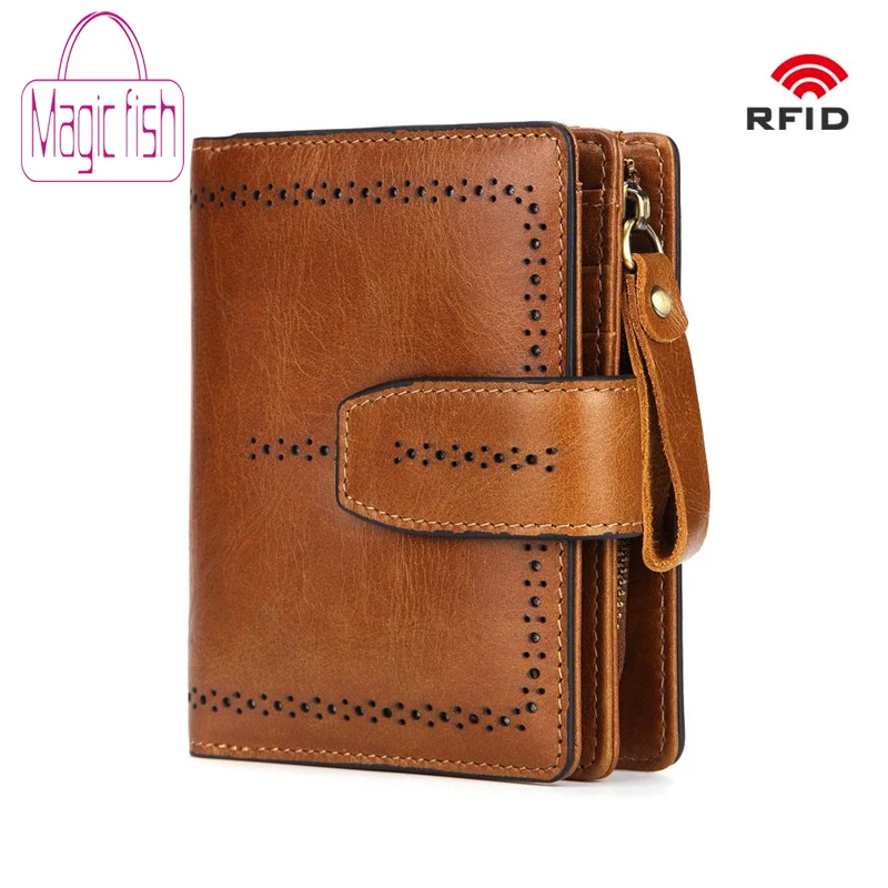 Muurdde RFID Модный женский кошелек и кошельки из натуральной кожи с вырезами